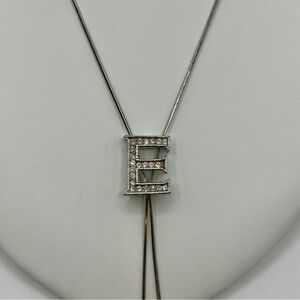 Custom Silver Initial 'E' Slider Necklace